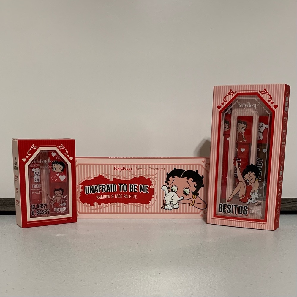 Betty Boop™ x Beauty Creations Shadow & Face Palette, Lip Trio, and Lip Duo-New
